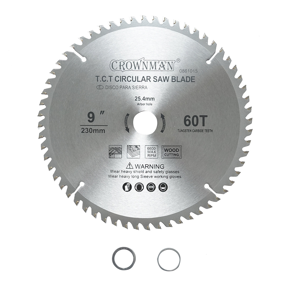 Circular saw blade for wood 230x25.4mm, max speed 6600rpm, 60 teeth Crownman